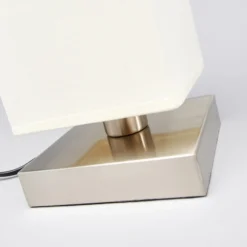 Lámpara de mesa Lindby Martje, altura 35 cm, blanca, textil, metal