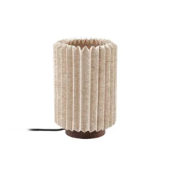 Lámpara de mesa Lindby Maveo, altura 30 cm, nogal/lino, E27