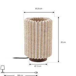 Lámpara de mesa Lindby Maveo, altura 30 cm, nogal/lino, E27