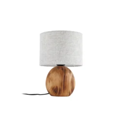 Lámpara de mesa Lindby Mayumi, altura 31 cm, madera, textil