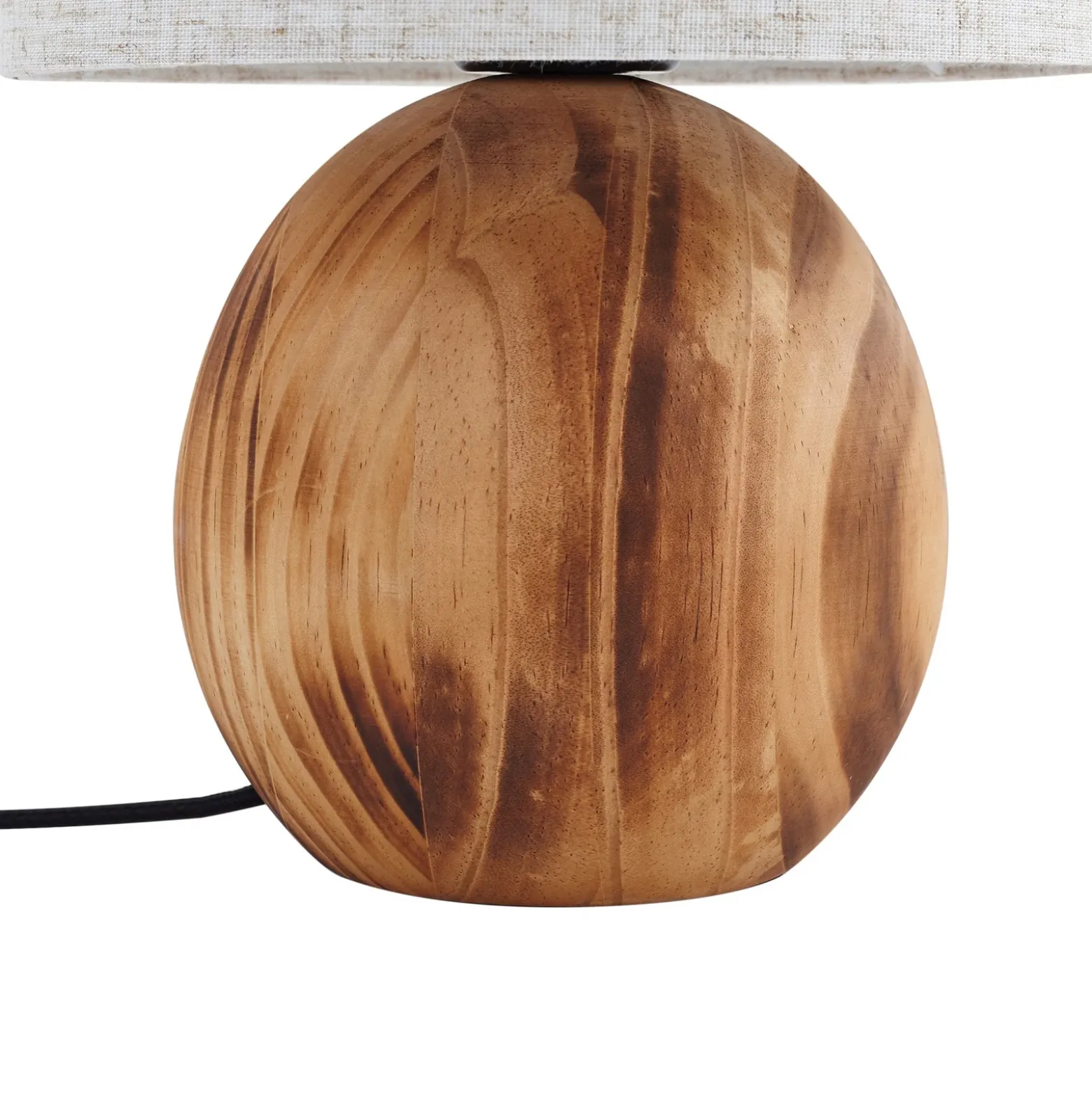 Lámpara de mesa Lindby Mayumi, altura 31 cm, madera, textil