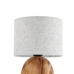 Lámpara de mesa Lindby Mayumi, altura 31 cm, madera, textil