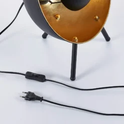Lámpara de mesa Lindby Muriel, altura 38 cm, negra, dorada, metal