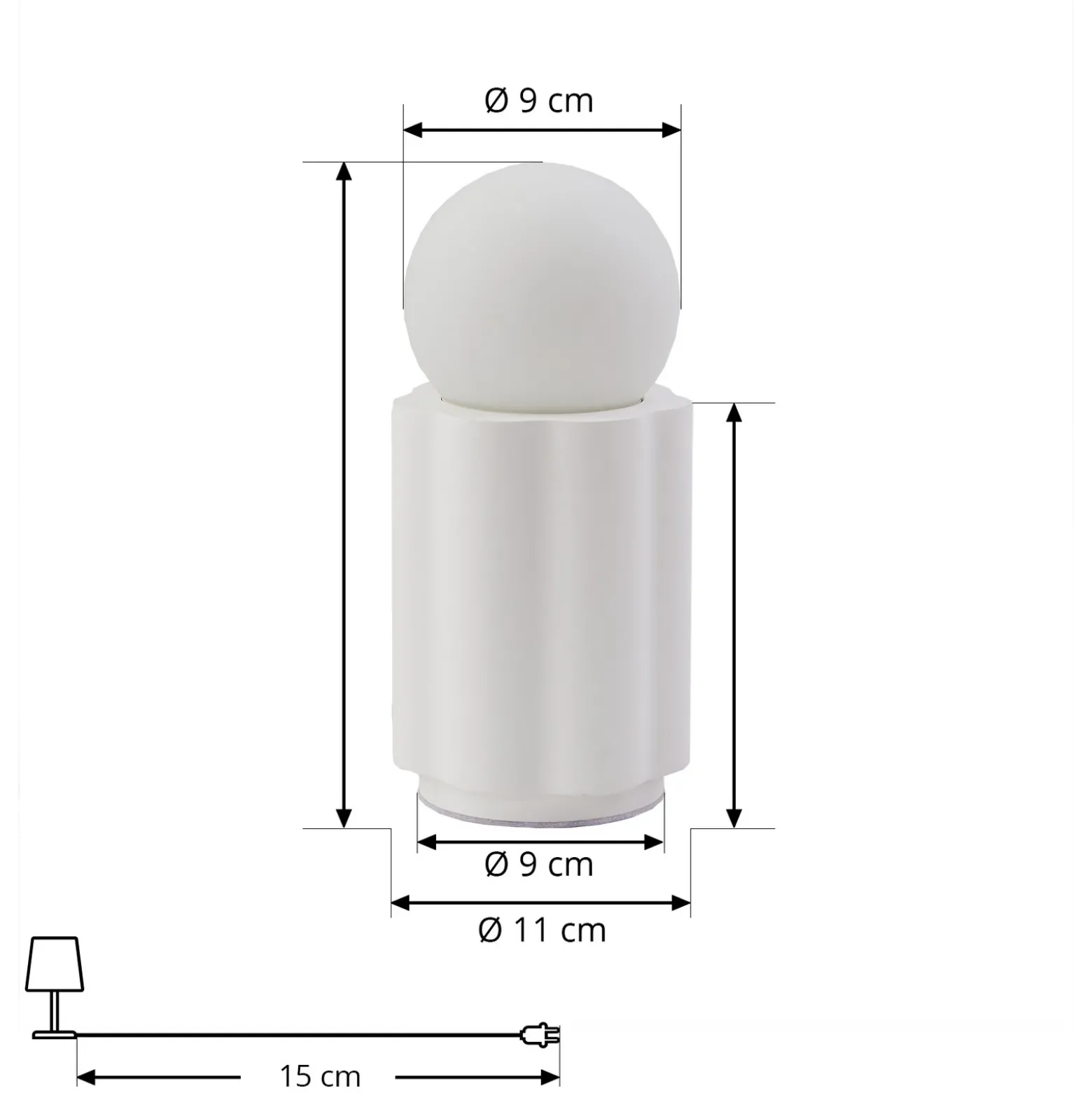 Lámpara de mesa Lindby Nielson, blanca, altura de la pantalla 8,5 cm, yeso
