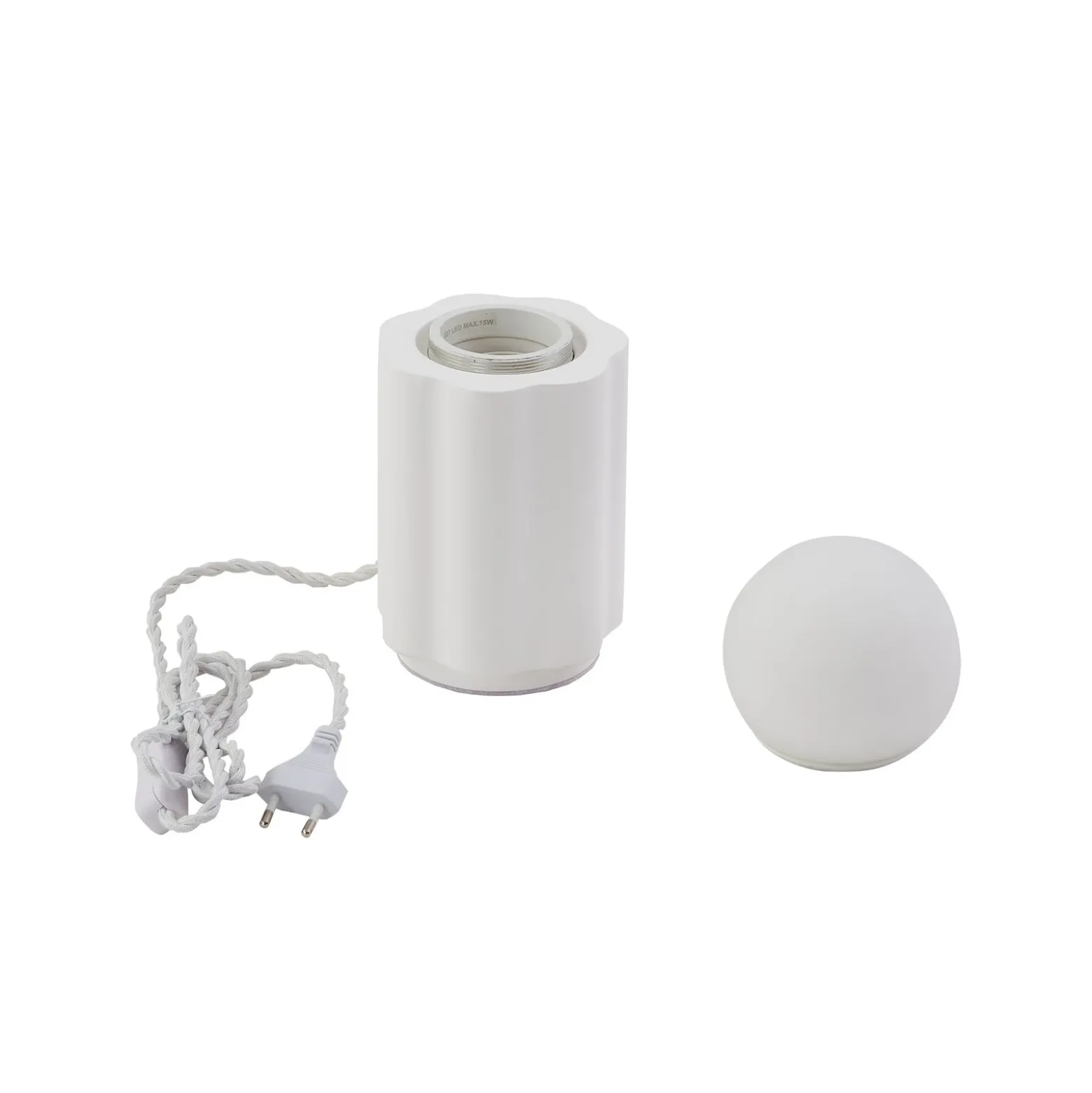 Lámpara de mesa Lindby Nielson, blanca, altura de la pantalla 8,5 cm, yeso