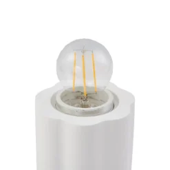 Lámpara de mesa Lindby Nielson, blanca, altura de la pantalla 8,5 cm, yeso