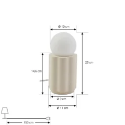 Lámpara de mesa Lindby Nielson, beige, altura pantalla 8,5 cm, yeso