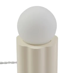 Lámpara de mesa Lindby Nielson, beige, altura pantalla 8,5 cm, yeso