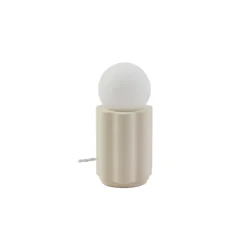 Lámpara de mesa Lindby Nielson, beige, altura pantalla 8,5 cm, yeso