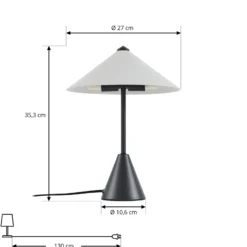 Lámpara de mesa Lindby Norvik, altura 35 cm, negro/gris, metal