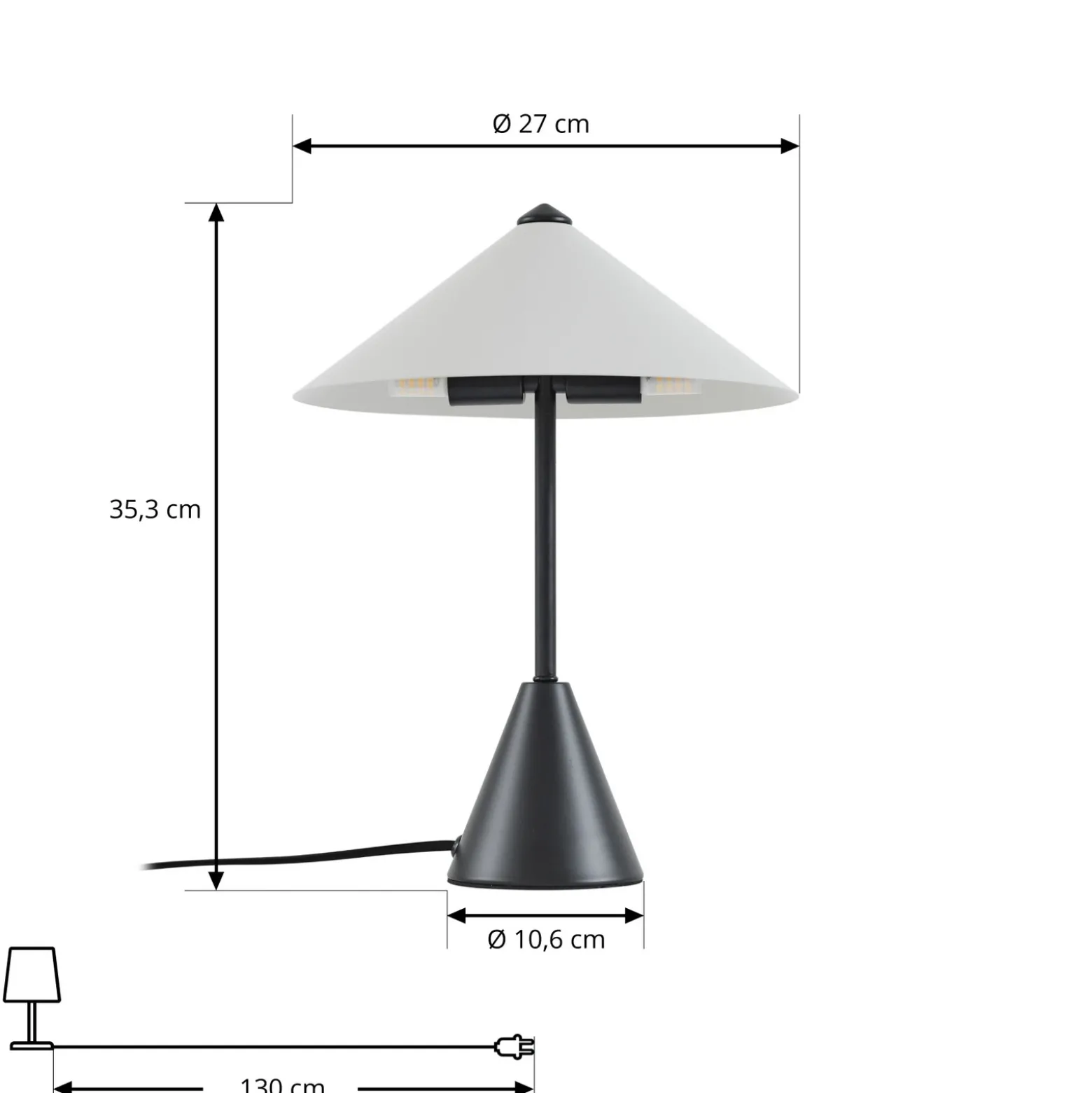 Lámpara de mesa Lindby Norvik, altura 35 cm, negro/gris, metal