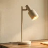 Lámpara de mesa Lindby Ovelia, beige, metal, E27