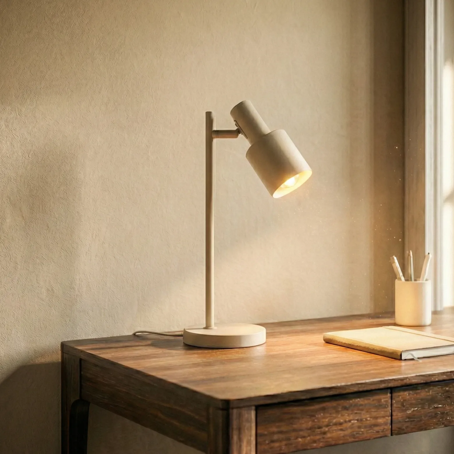 Lámpara de mesa Lindby Ovelia, beige, metal, E27
