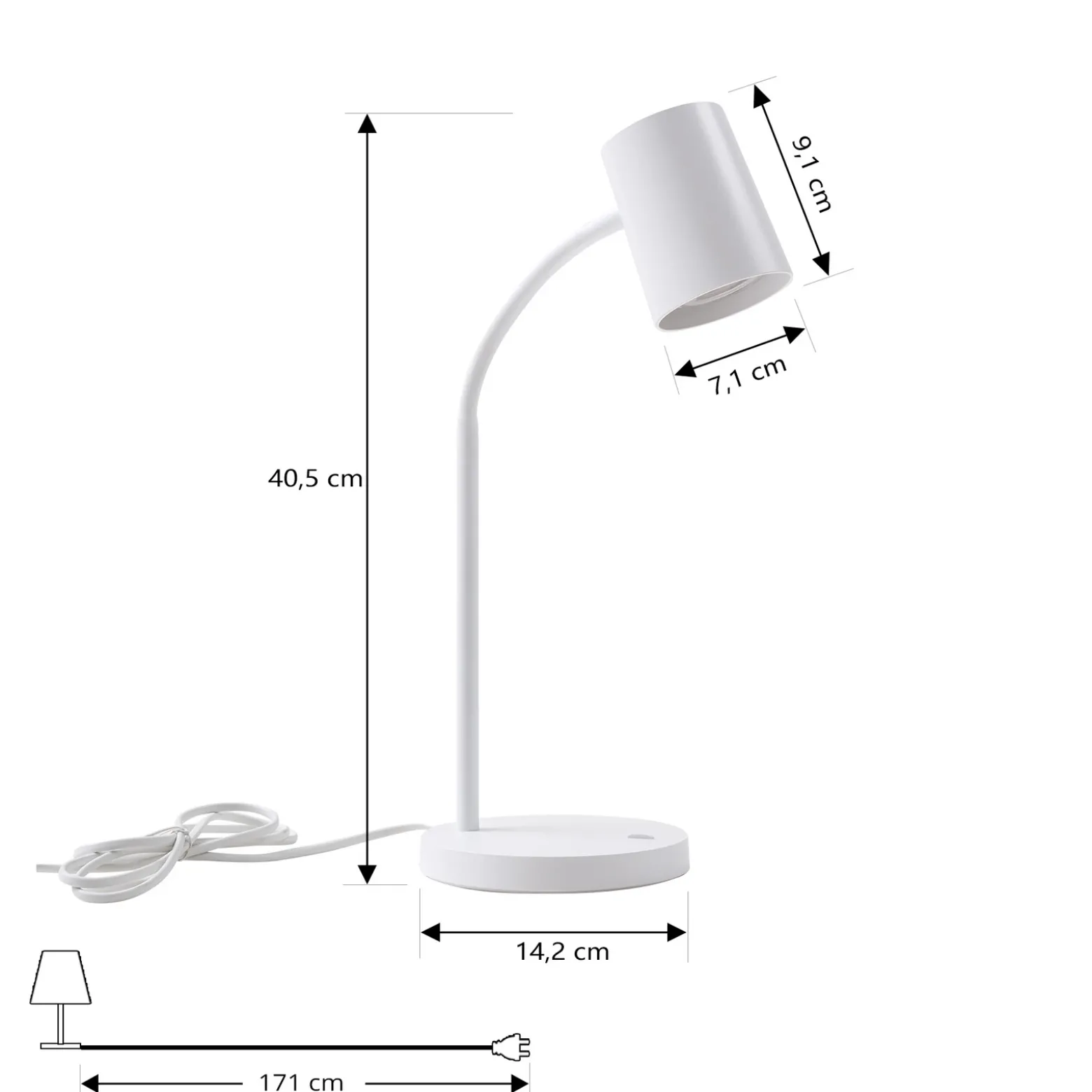 Lámpara de mesa Lindby Radka, blanca, plástico, GU10, brazo flexible