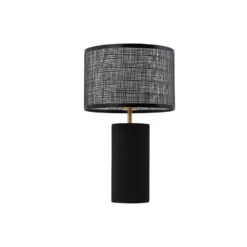 Lámpara de mesa Lindby Sorscha, negra, hierro, Ø 26 cm