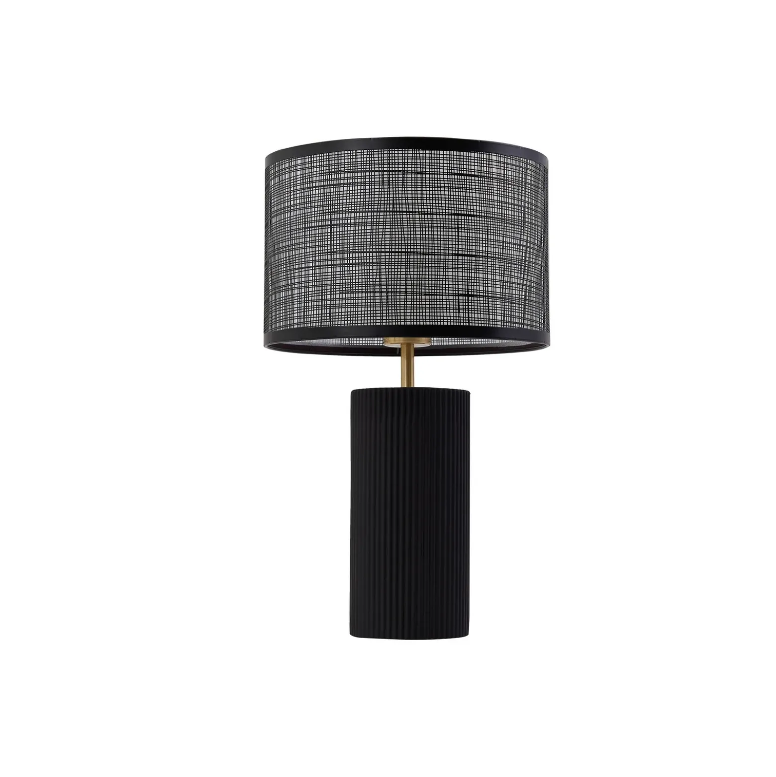 Lámpara de mesa Lindby Sorscha, negra, hierro, Ø 26 cm