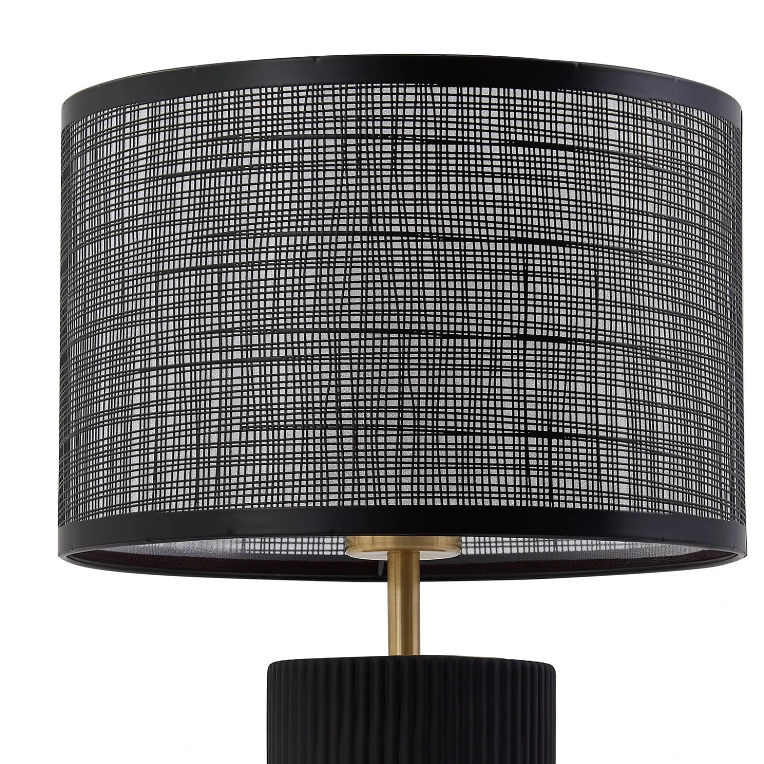 Lámpara de mesa Lindby Sorscha, negra, hierro, Ø 26 cm