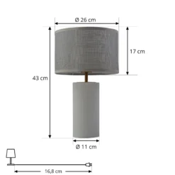 Lámpara de mesa Lindby Sorscha, blanca, hierro, Ø 26 cm