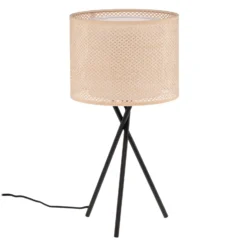 Lámpara de mesa Lindby Soula, Ø 26 cm, beige, plástico, E27