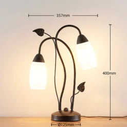 Lámpara de mesa Lindby Stefania, negro/oro, cristal, E14, 40 cm