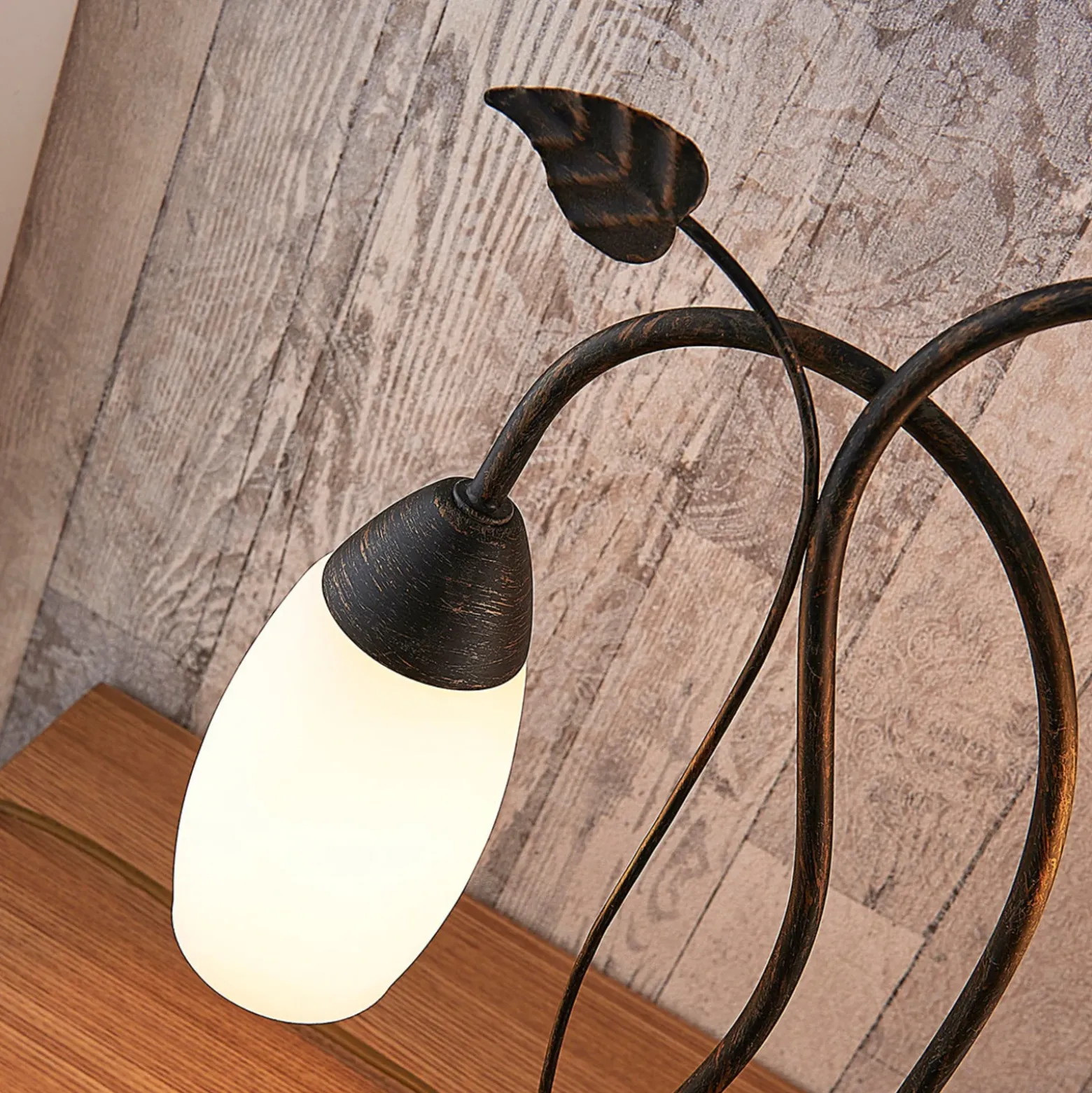 Lámpara de mesa Lindby Stefania, negro/oro, cristal, E14, 40 cm