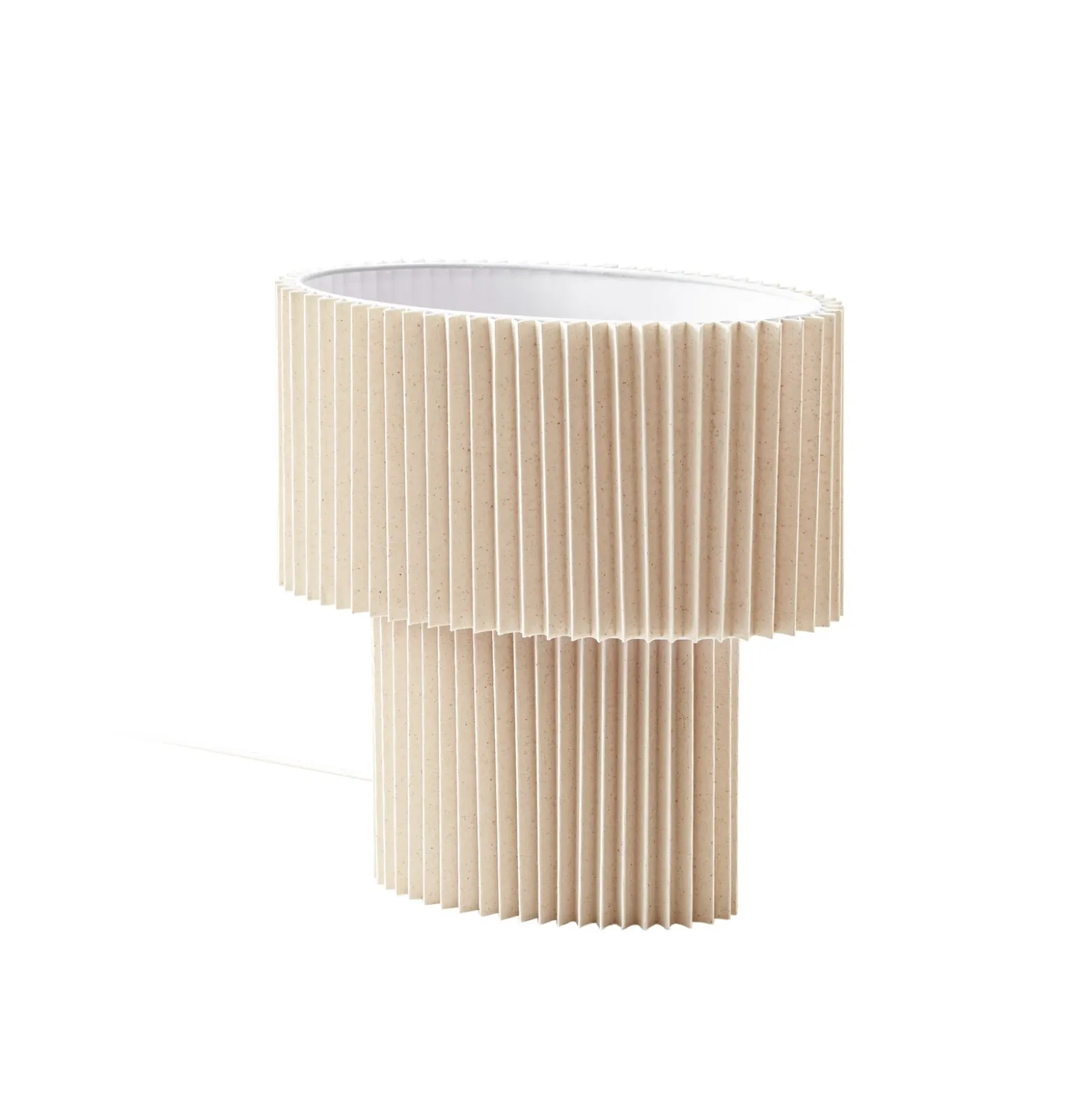 Lámpara de mesa Lindby Tazia, natural/blanca, lino, altura 38 cm