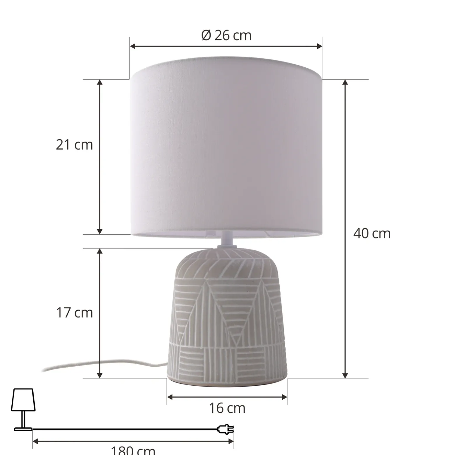 Lámpara de mesa Lindby Thalassia, blanca, Ø 26 cm, cerámica