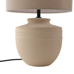 Lámpara de mesa Lindby Thalassia, beige, Ø 30 cm, cerámica