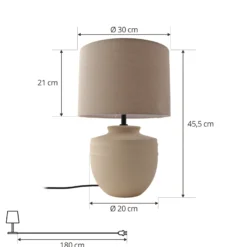 Lámpara de mesa Lindby Thalassia, beige, Ø 30 cm, cerámica