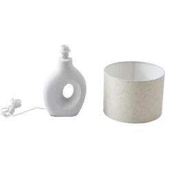 Lámpara de mesa Lindby Thalassia, blanca, Ø 30 cm, cerámica
