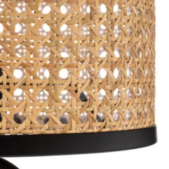 Lámpara de mesa Lindby Yaelle, 50 cm de altura, ratán, negro, E27