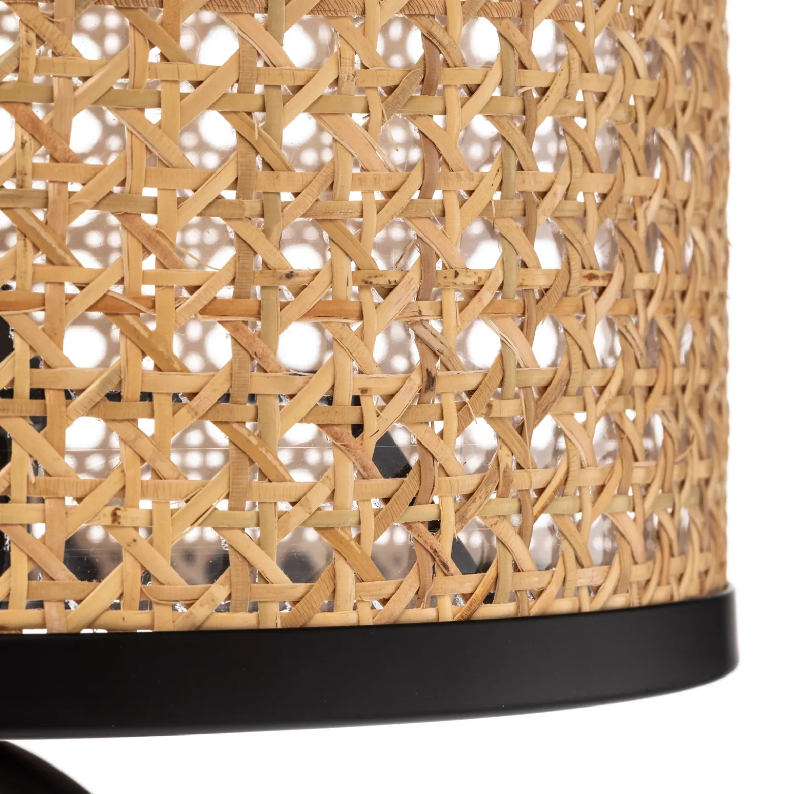 Lámpara de mesa Lindby Yaelle, 50 cm de altura, ratán, negro, E27