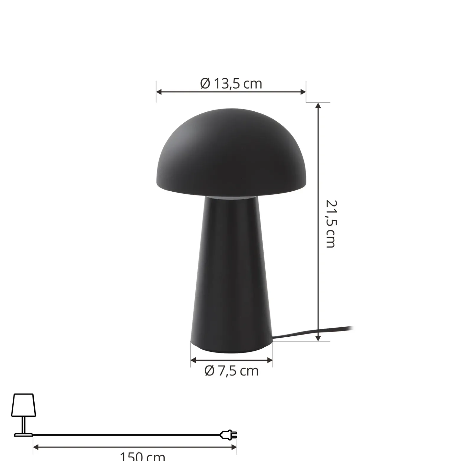 Lámpara de mesa Lindby Zyre LED recargable, negra, IP44, regulador táctil