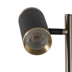 Lámpara de mesa Lúmenes, negro/oro envejecido, altura 42 cm, metal