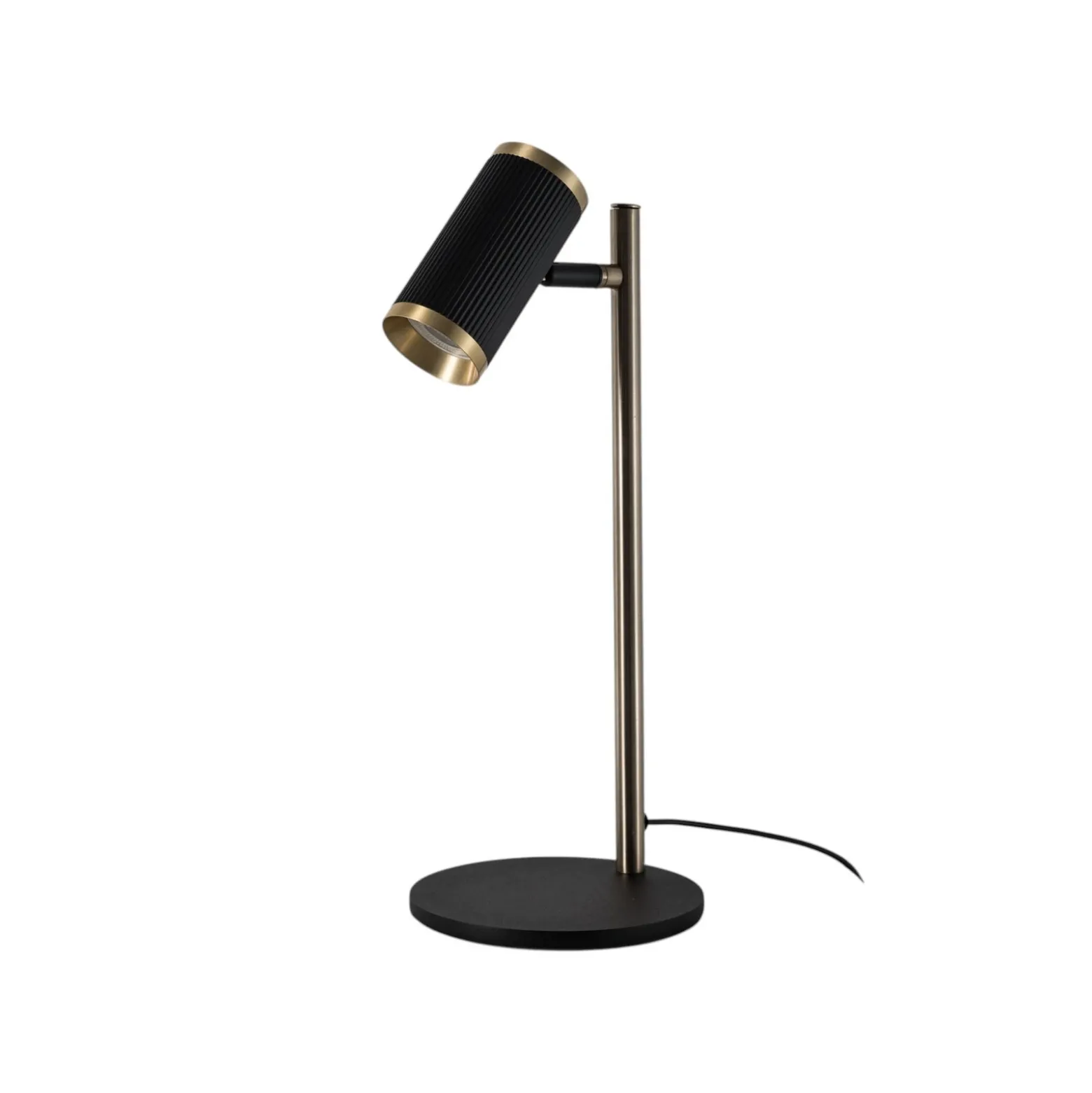 Lámpara de mesa Lúmenes, negro/oro envejecido, altura 42 cm, metal