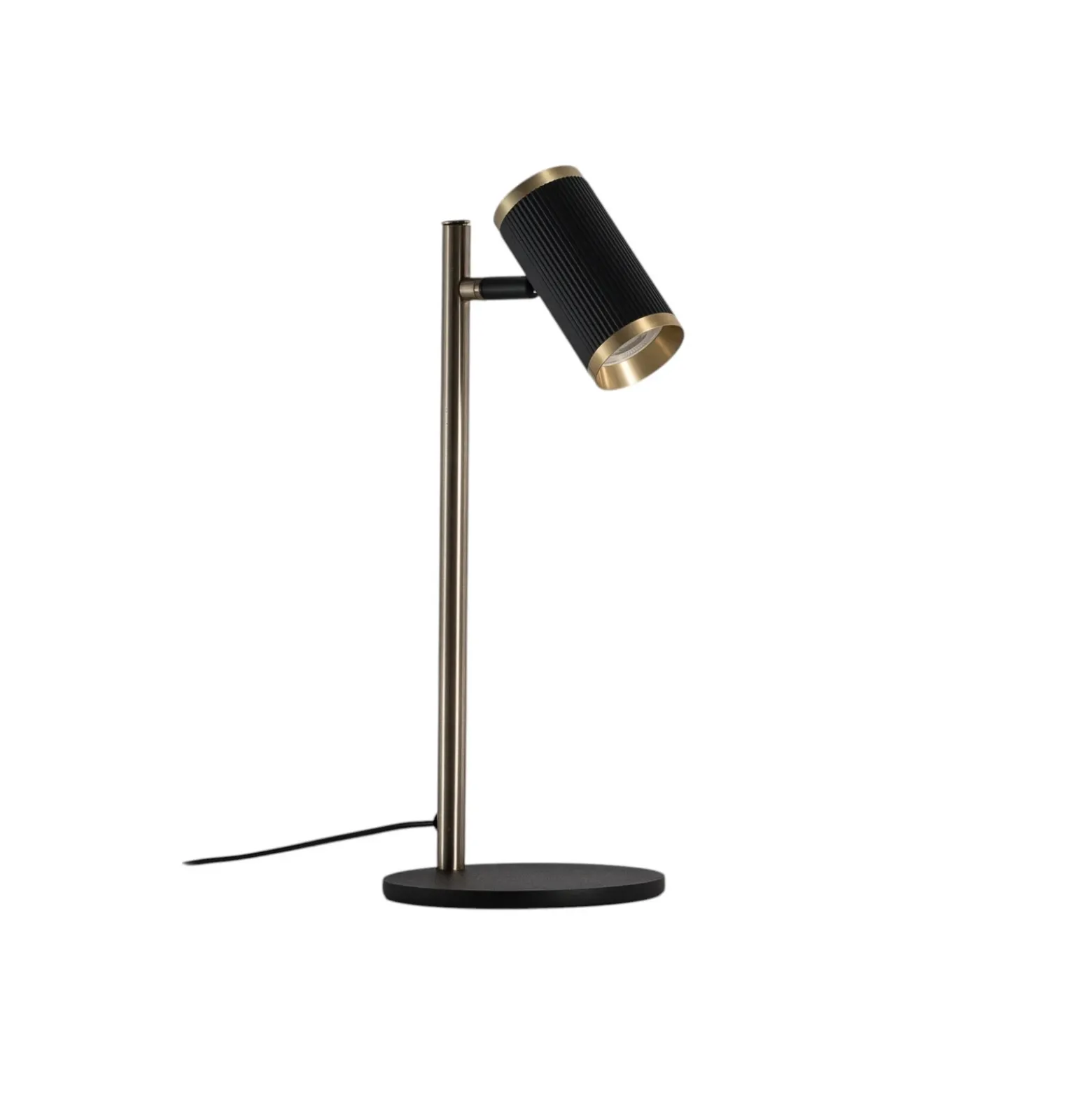 Lámpara de mesa Lúmenes, negro/oro envejecido, altura 42 cm, metal