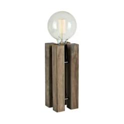 Lámpara de mesa Lodge, altura 28 cm, marrón, madera