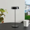Lámpara de mesa Lucande LED recargable Tibia, negra, aluminio, USB, IP54