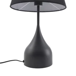 Lámpara de mesa Lucande Luoti, negra, textil, altura 57 cm