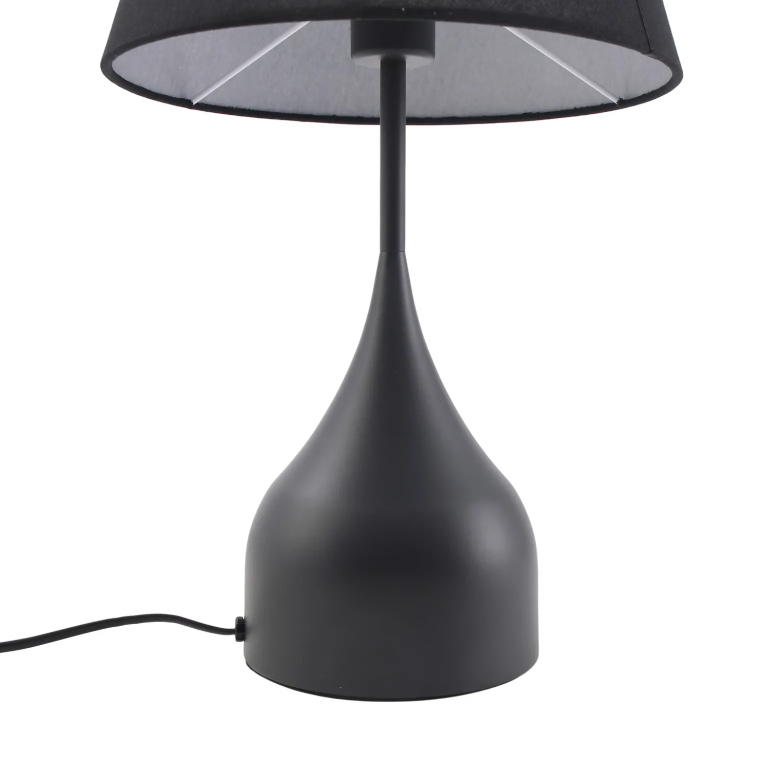 Lámpara de mesa Lucande Luoti, negra, textil, altura 57 cm