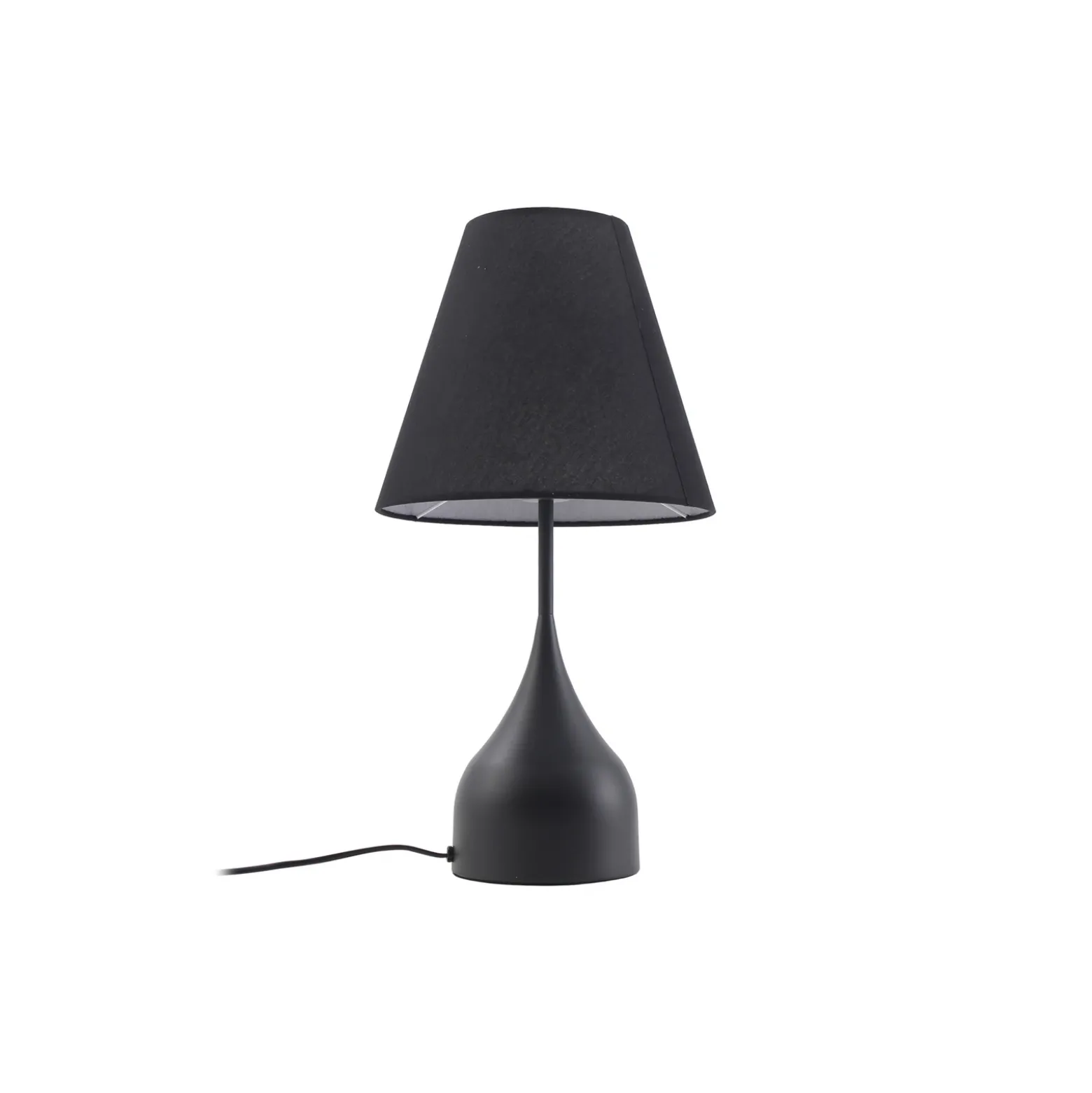 Lámpara de mesa Lucande Luoti, negra, textil, altura 57 cm