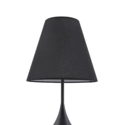 Lámpara de mesa Lucande Luoti, negra, textil, altura 57 cm
