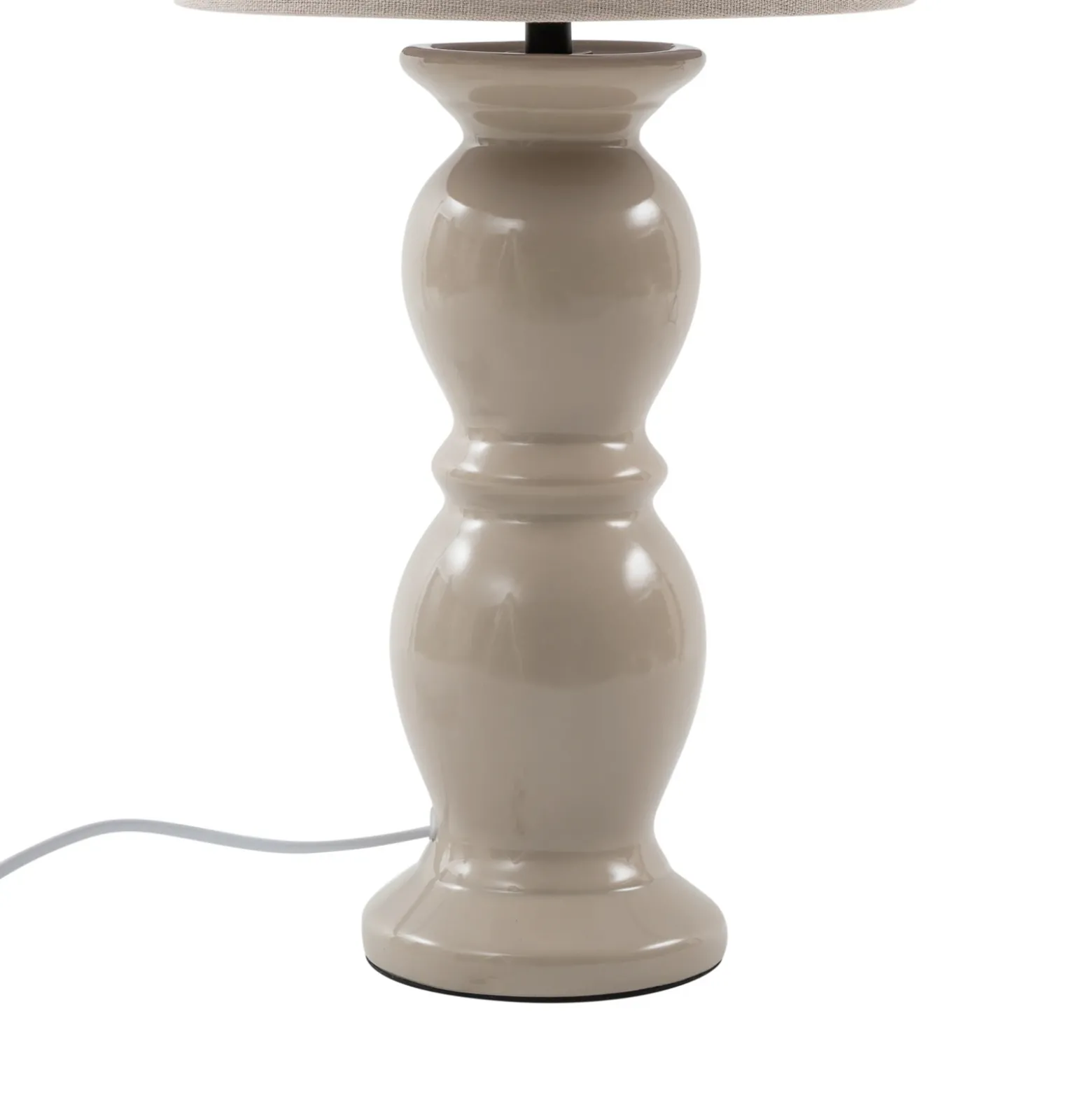 Lámpara de mesa Lucande Lyndorin, beige, cerámica