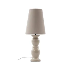 Lámpara de mesa Lucande Lyndorin, beige, cerámica