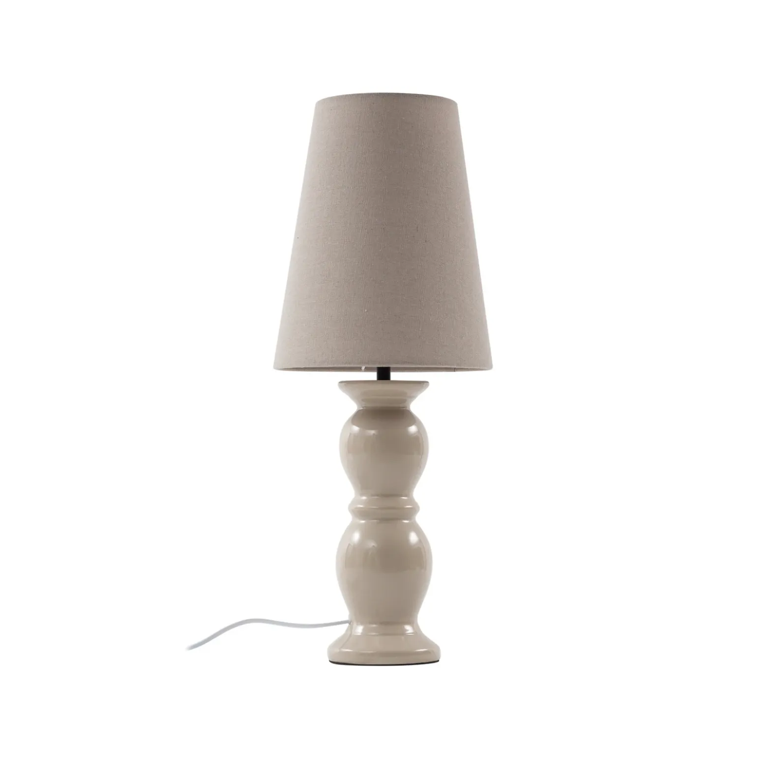 Lámpara de mesa Lucande Lyndorin, beige, cerámica