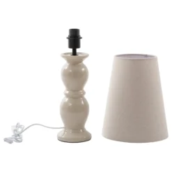 Lámpara de mesa Lucande Lyndorin, beige, cerámica