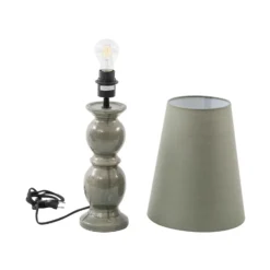 Lámpara de mesa Lucande Lyndorin, verde, cerámica
