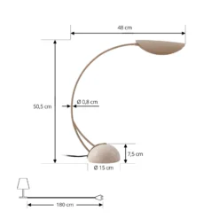 Lámpara de mesa Lucande Rivera, beige, metal, piedra, 51 cm, G9