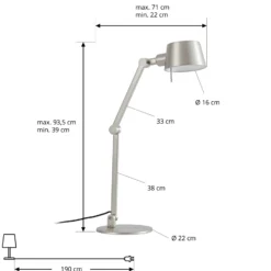 Lámpara de mesa Lucande Silka, 93 cm, níquel, regulable, E27