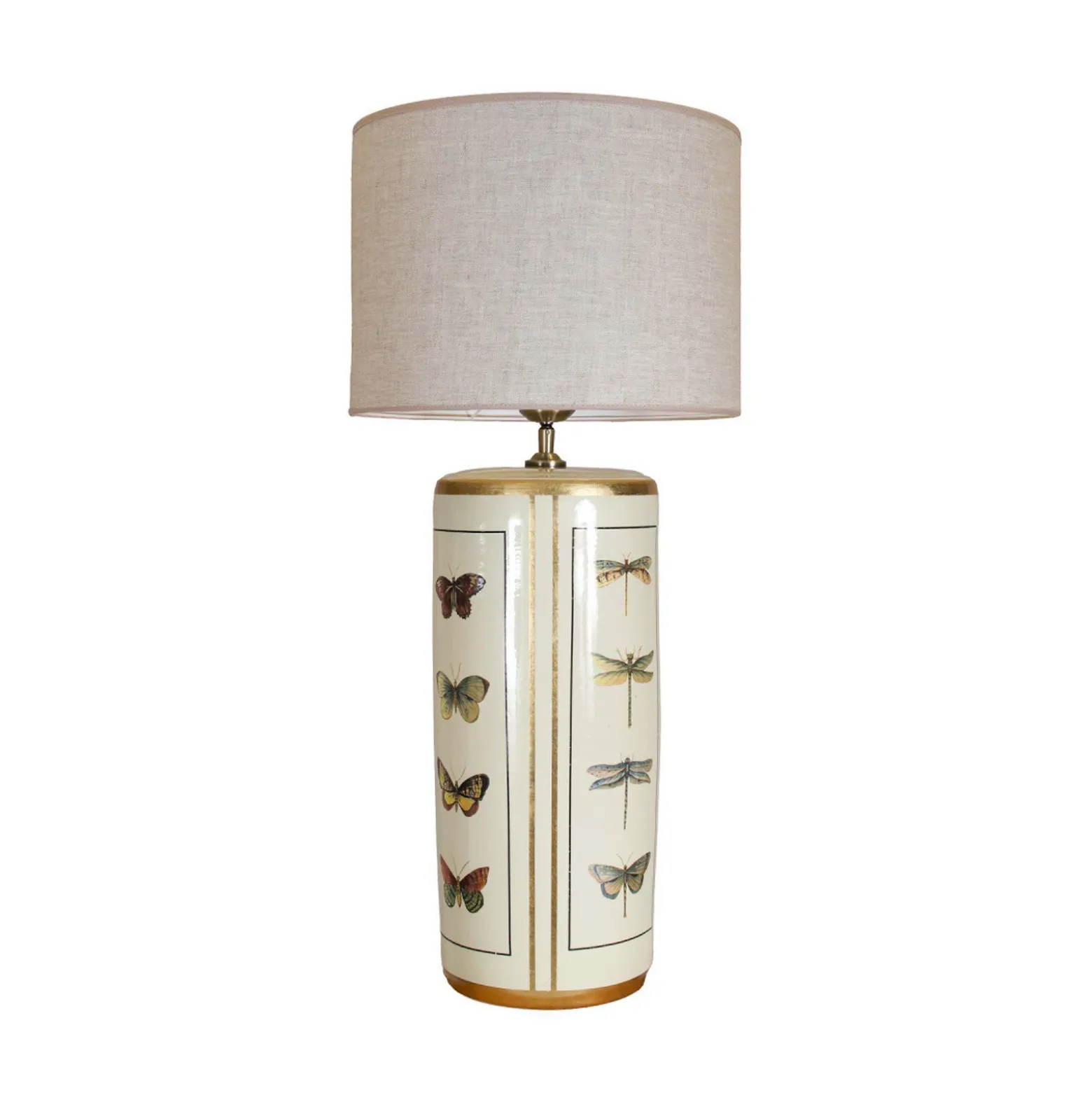 Lámpara de mesa Lucca, beige, altura 67 cm, tela de lino, cerámica